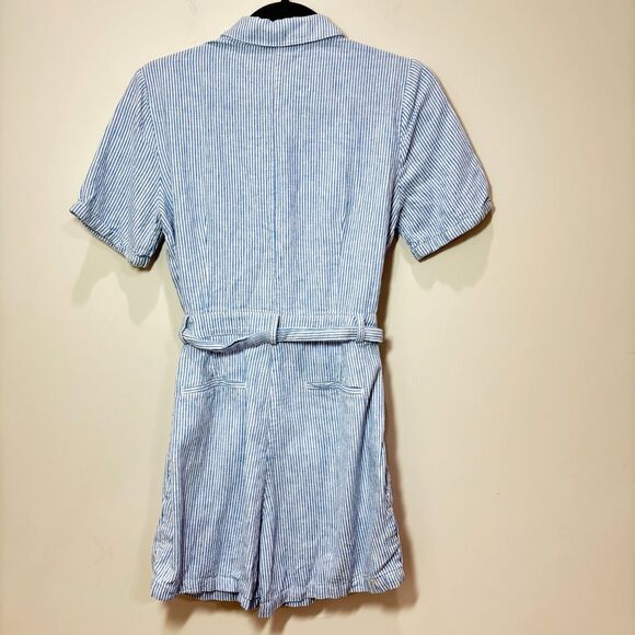 Boden Lucinda Romper Women 4R Linen Blue Stripe Shorts Beachy Preppy Resort - Picture 4 of 10